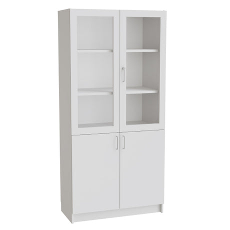 Materialskab Mora 2100x1000x470mm, Lysegrå m/glas/hel