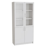 Materialskab Mora 2100x1000x470mm, Lysegrå m/glas/hel