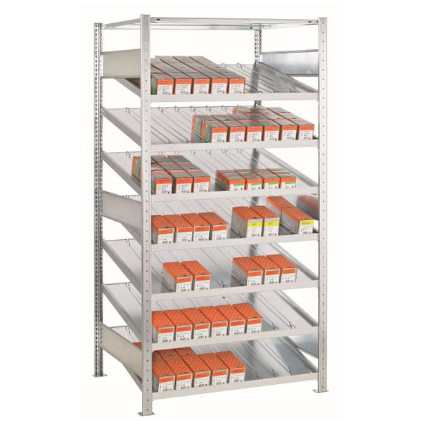 Schulte Lagertechnik Påbygningsfag Boltless FIFO-hylde 2000x1000x600mm – Boltless lagerreol (billede 1)