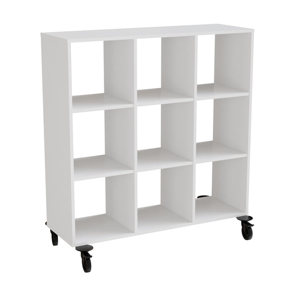 Form o Miljö Reol Stig i hvid laminat 9-rum med hjul, uden ryg – Skabe & reoler til skoler (billede 1)