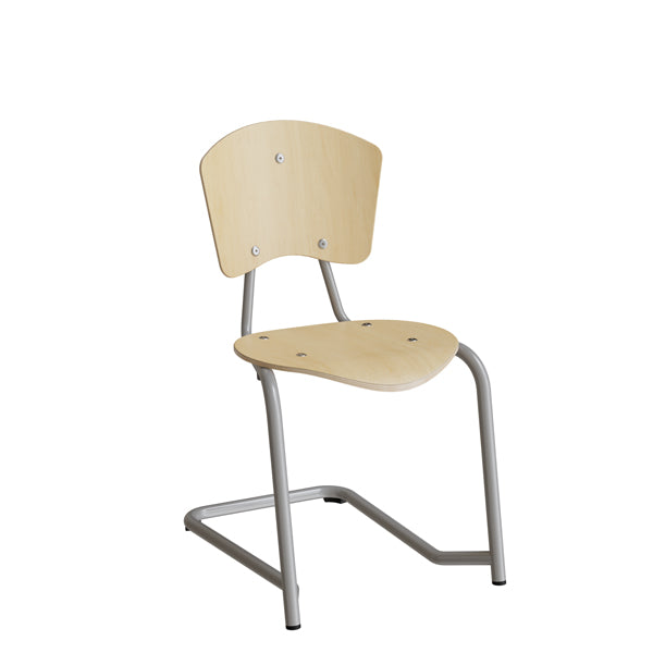 Form o Miljö Stol Nian 3479, 440mm, birk finér med alugråt stel – Skolestole