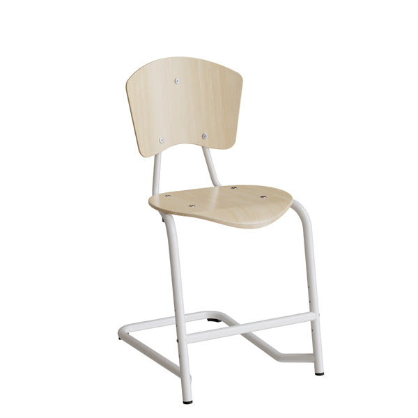 Officely Stol Nian 3479, 500mm, birk laminat med hvidt stel og fotstøtte – Skolestole