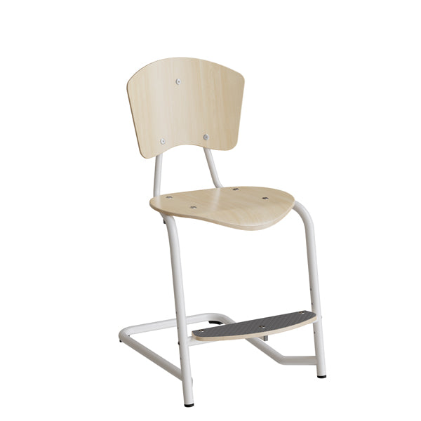 Officely Stol Nian 3479, 500mm, birk laminat med hvidt stel og fotplate – Skolestole