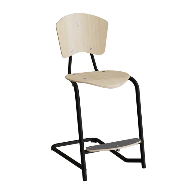 Officely Stol Nian 3479, 570mm, birk laminat med sort stel og fotplate – Skolestole
