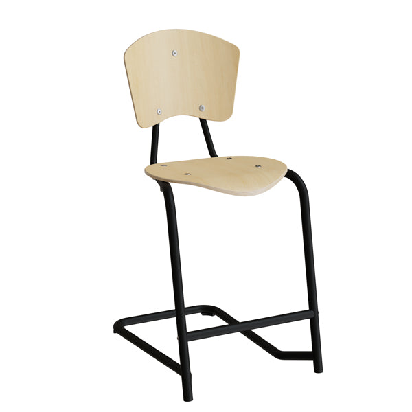 Officely Stol Nian 3479, 570mm, birk finér med sort stel og fotstøtte – Skolestole