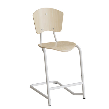 Stol Nian 3479, 570mm, birk laminat med hvidt stel og fotstøtte