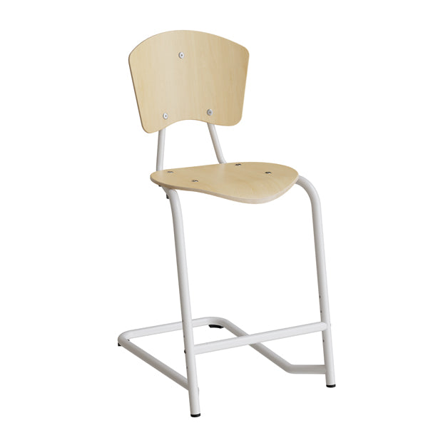 Officely Stol Nian 3479, 570mm, birk finér med hvidt stel og fotstøtte – Skolestole
