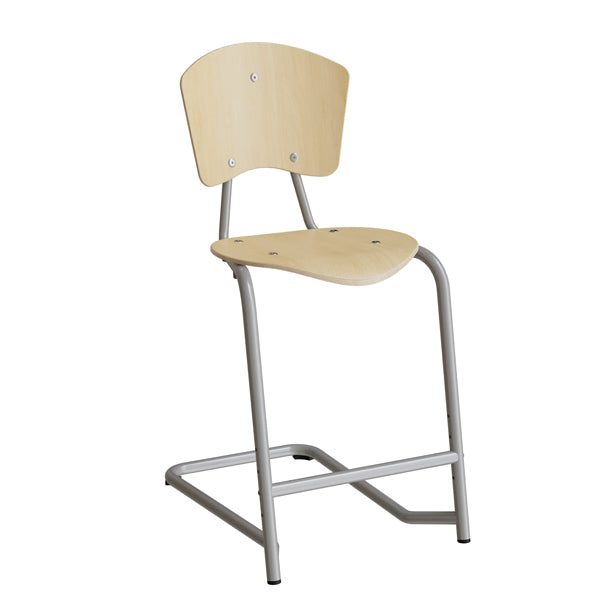 Officely Stol Nian 3479, 570mm, birk finér med alugråt stel og fotstøtte – Skolestole