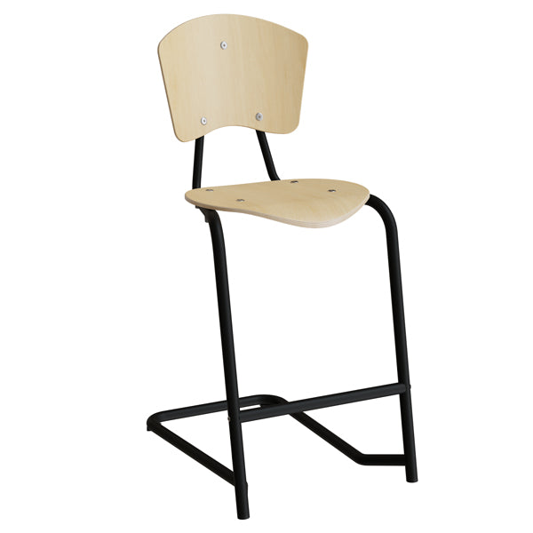 Officely Stol Nian 3479, 630mm, birk finér med sort stel og fotstøtte – Skolestole