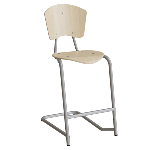 Stol Nian 3479, 630mm, birk laminat med alugråt stel og fotstøtte