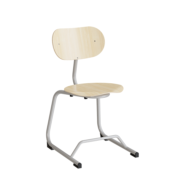 Stol Smile, Birk laminat med alugrå ben – image 2