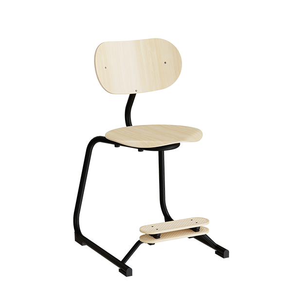 Stol Smile, Birk laminat med sorte ben – image 1