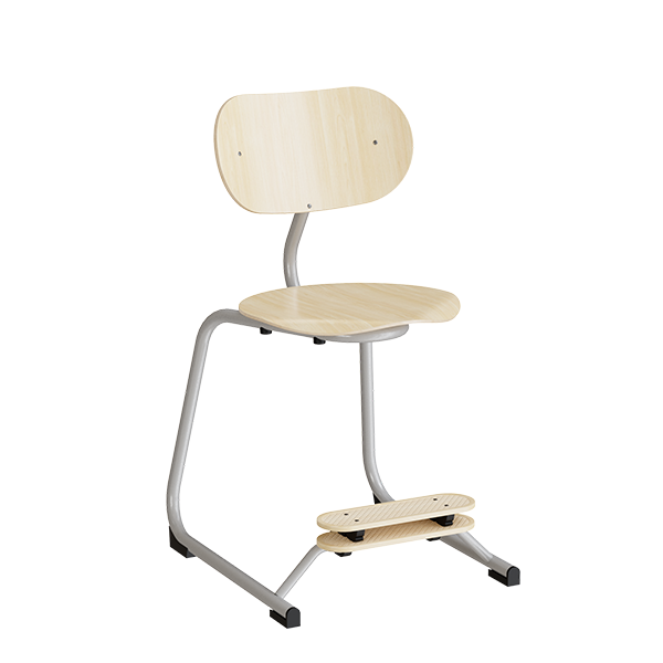 Stol Smile, Birk laminat med alugrå ben – image 1