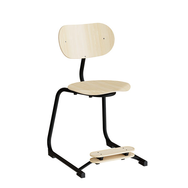 Stol Smile, Birk laminat med sorte ben – image 2