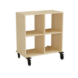 Reol Stig i birk laminat 4-rum med hjul, uden ryg