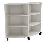 Reol Stig i grå laminat 6-rum buet 90° med hjul, indv. ryg