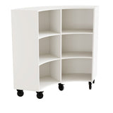 Reol Stig i hvid laminat 6-rum buet 90° med hjul, udv. ryg