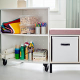 Reol Stig i hvid laminat 2-rum buet 90° med hjul