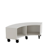 Reol Stig i grå laminat 2-rum buet 90° med hjul, udv. ryg