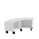 Reol Stig i hvid laminat 2-rum buet 90° med hjul, udv. ryg