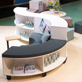 Reol Stig i birk laminat 4-rum buet 60° med hjul