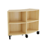 Reol Stig i birk laminat 4-rum buet 60° med hjul, indv. ryg