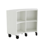 Reol Stig i hvid laminat 4-rum buet 60° med hjul, udv. Ryg