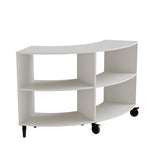 Reol Stig i grå laminat 4-rum buet 90° med hjul