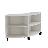 Reol Stig i grå laminat 4-rum buet 90° med hjul, indv. ryg