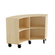 Form o Miljö Reol Stig i birk laminat 4-rum buet 90° med hjul, udv. ryg – Skabe & reoler til skoler (billede 1)