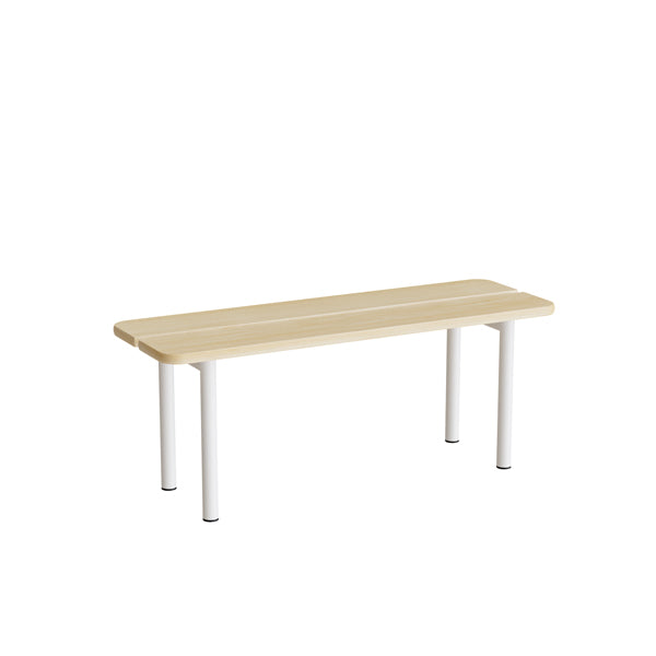 Siddebænk Pausa 550, 1100 mm, birkelaminat, hvidt stel – image 1