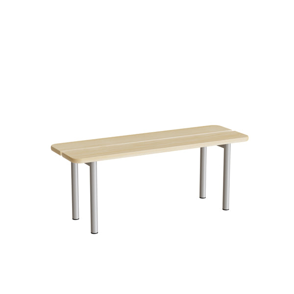 Siddebænk Pausa 550, 1100 mm, birk laminat, alugråt stel – image 2