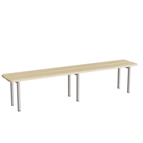 Siddebænk Pausa 550, 2000 mm, birk laminat, alugråt stel