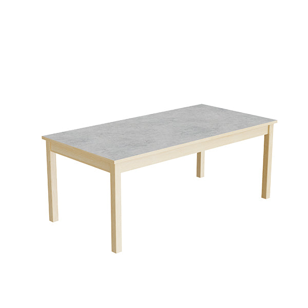 Tranås Skolmöbler Bord Lovis 601, 1400x700 mm Højde 550 mm med lysegrå linoleum, birk understel – Kantineborde