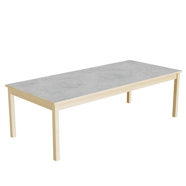 Tranås Skolmöbler Bord Lovis 601, 1800x800 mm Højde 550 mm med lysegrå linoleum, birk understel – Kantineborde