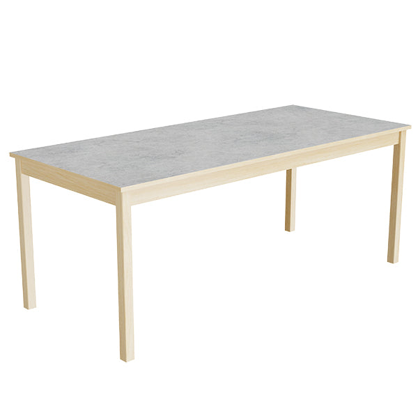 Tranås Skolmöbler Bord Lovis 601, 1800x800 mm Højde 720 mm med lysegrå linoleum, birk understel – Kantineborde