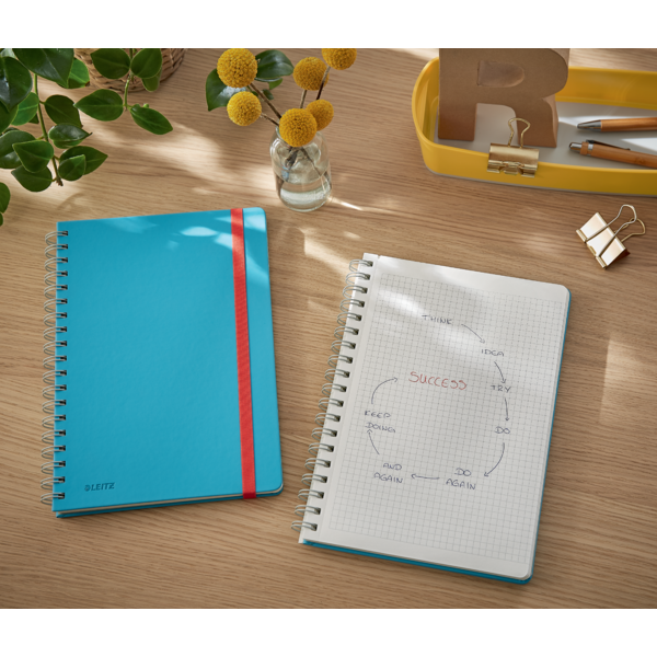 Notesblok Cosy spiral L kva 80 ark 100g blå