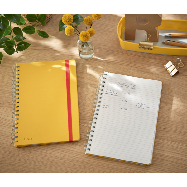 Notesblok Cosy spiral L linj 80 ark 100g gul