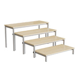 Bænk Idol, trappe 800, birk laminat, alugråt stel, 4 sektioner – image 2