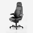 Kontorstol KAB Seating Director, White-Line Sort skind inkl. armlæn og nakkestøtte i sort skind – Kontorstole (billede 1)