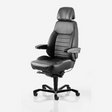Kontorstol KAB Seating Executive, White-Line Sort skind inkl. armlæn og nakkestøtte i sort skind – Kontorstole (billede 1)