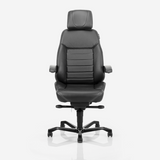 Kontorstol KAB Seating Executive, White-Line Sort skind inkl. armlæn og nakkestøtte i sort skind – image 6
