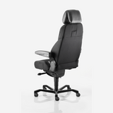 Kontorstol KAB seating K4 Premium, White-Line Sort fighter inkl. armlæn og nakkestøtte i sort skind – image 3