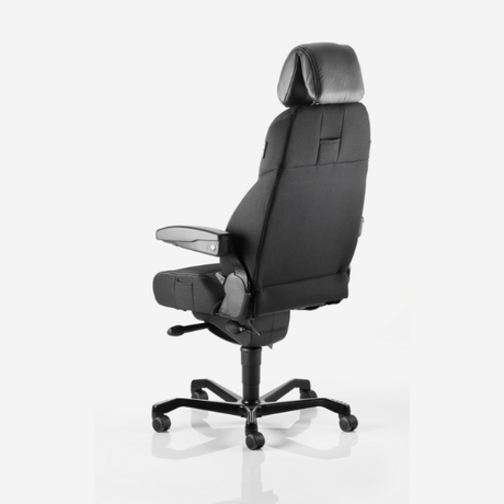 Kontorstol KAB seating K4 Premium, White-Line Sort fighter inkl. armlæn og nakkestøtte i sort skind – image 3