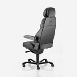 Kontorstol KAB seating K4 Premium, White-Line Sort skind inkl. armlæn og nakkestøtte