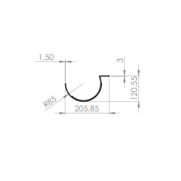 Kabelholder Halfpipe til bord, Alugrå 1500 mm – image 8