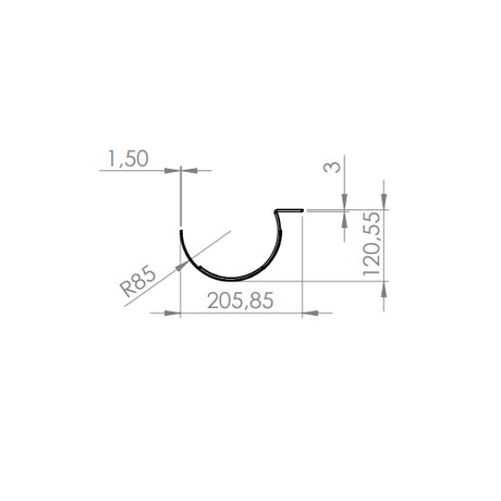 Kabelholder Halfpipe til bord, Sort 1700 mm – image 3