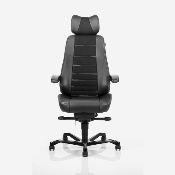 Kontorstol KAB Seating Controller, White-Line Sort fighter inkl. armlæn og nakkestøtte – image 2