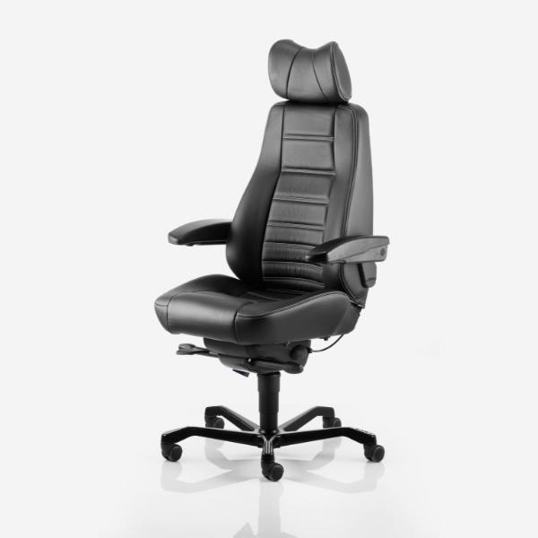 Kontorstol KAB Seating Controller, White-Line Sort skind inkl. armlæn og nakkestøtte – image 5