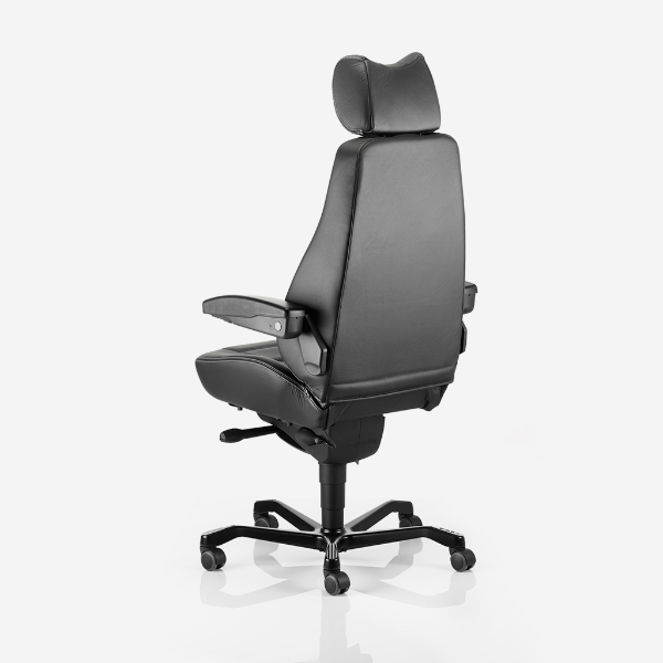 Kontorstol KAB Seating Controller, White-Line Sort skind inkl. armlæn og nakkestøtte – Kontorstole (billede 4)